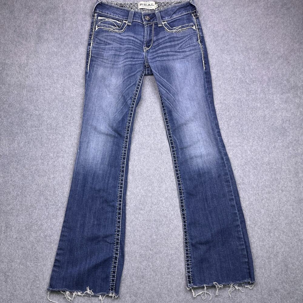 ariat real bootcut jeans blue denim mid-rise western womens 30x32